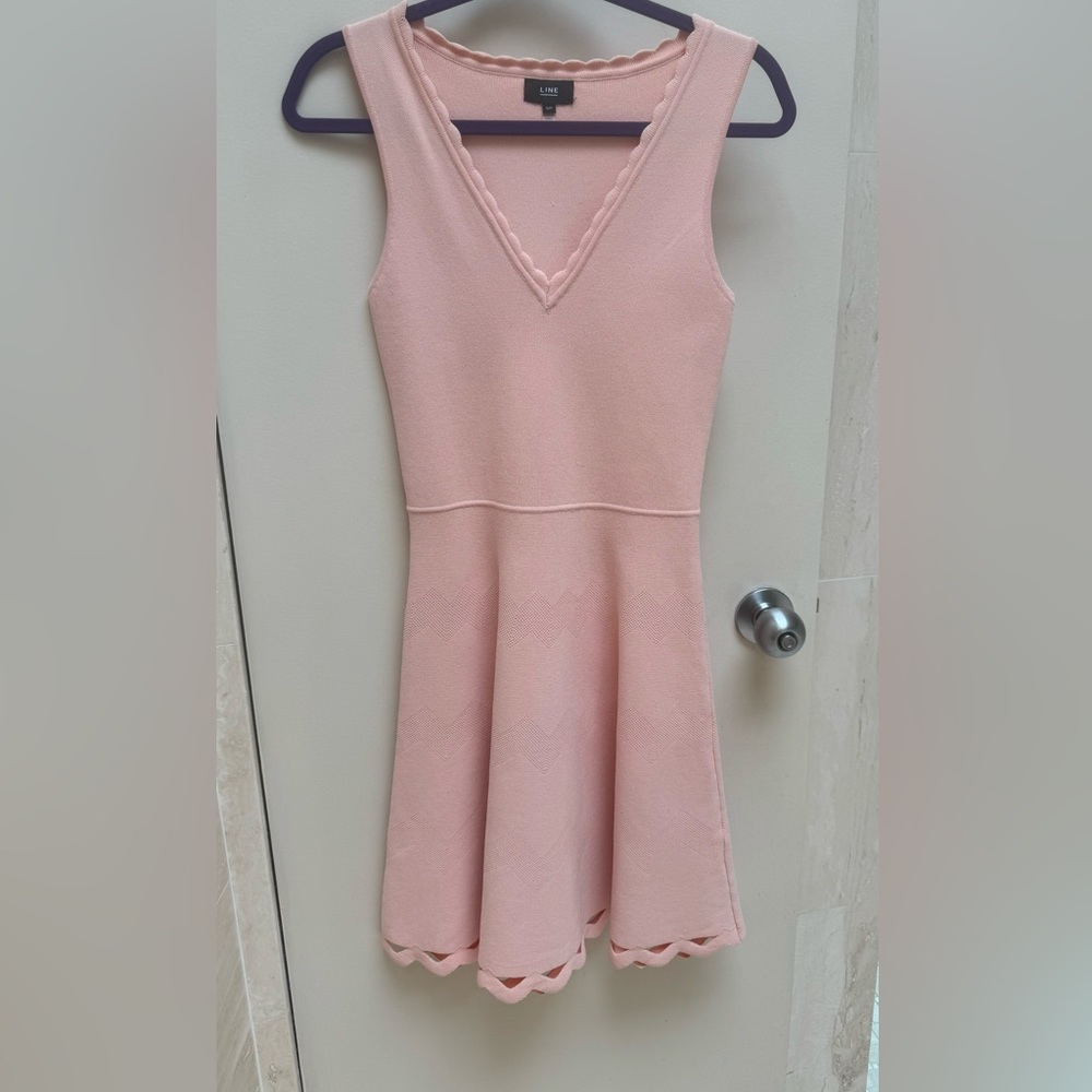 Pink peach fit and flare knit skater dress